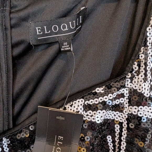 Eloquii sequin black and white mini dress bell sleeves sz 20 NWT - Picture 8 of 8